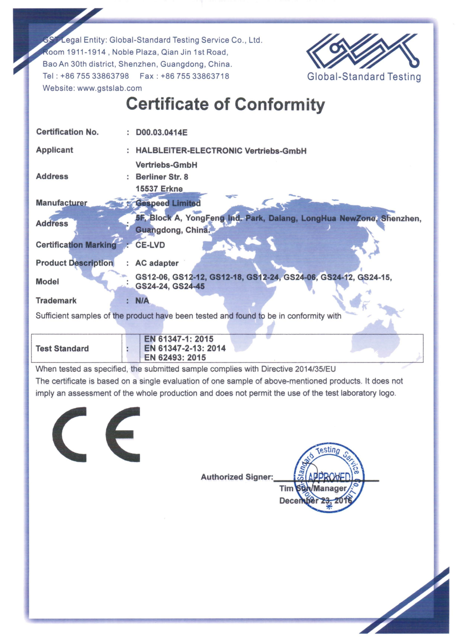 TUV GS Safety License