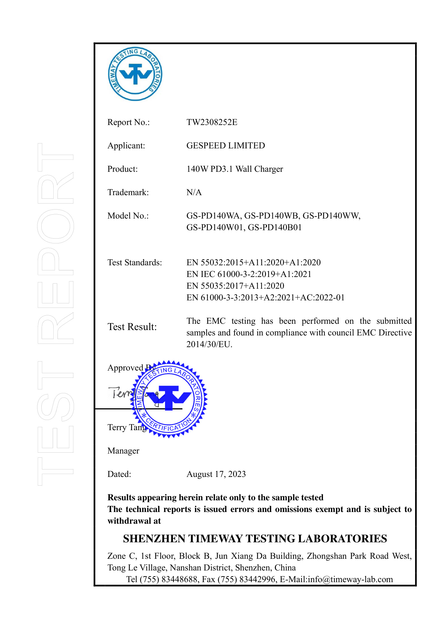 EN55032 Certificate